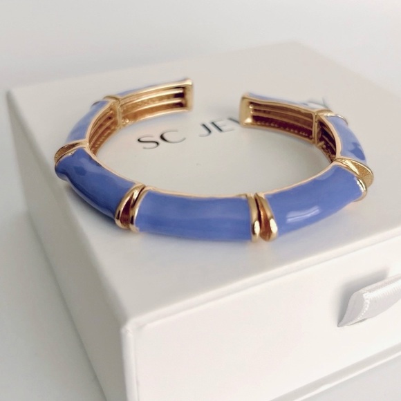 Cuff Lilac Bracelet | Handcrafted 22K Gold Tone | Enameled Luxury Jewelry - Picture 1 of 11